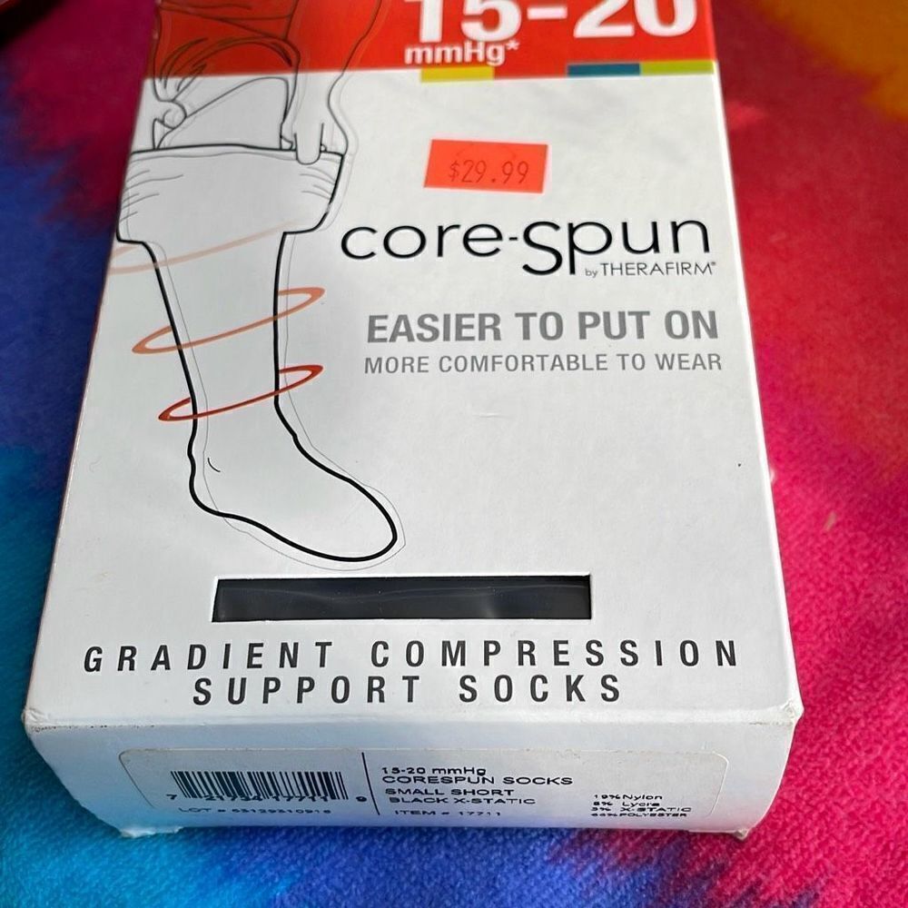 Core-Spun By Thermafirm Black Small Short Compression Socks 15-20 New 17711